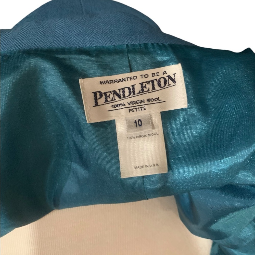 ❤️Blue Pendleton lined wool blazer size 10 petite - Picture 8 of 8